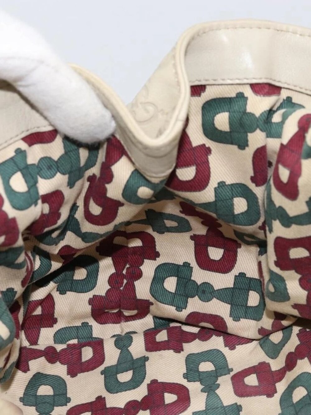 GUCCI GG Canvas Guccissima Histeria Bag Leather Ivory Gold 197020 Auth 159286 - Picture 13 of 16